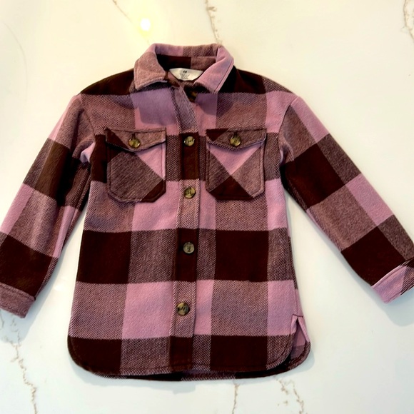 H&M Other - H&M Kids Fleece Plaid Button-Up Shacket Size 7